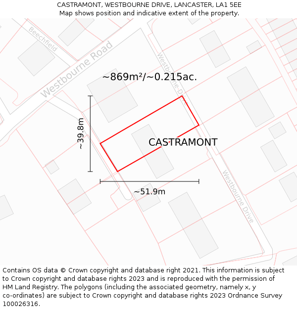 CASTRAMONT, WESTBOURNE DRIVE, LANCASTER, LA1 5EE: Plot and title map