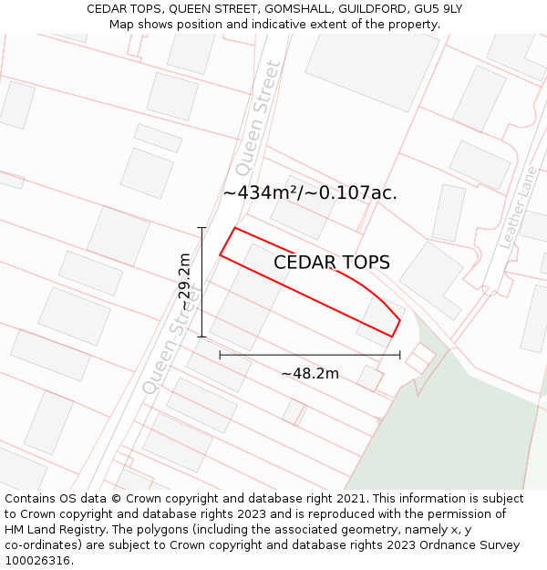 CEDAR TOPS, QUEEN STREET, GOMSHALL, GUILDFORD, GU5 9LY: Plot and title map