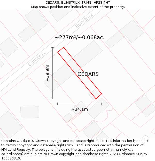 CEDARS, BUNSTRUX, TRING, HP23 4HT: Plot and title map
