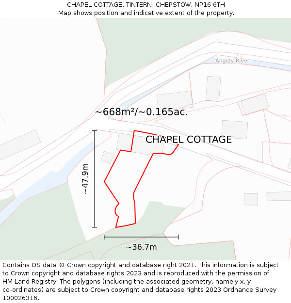 CHAPEL COTTAGE, TINTERN, CHEPSTOW, NP16 6TH: Plot and title map