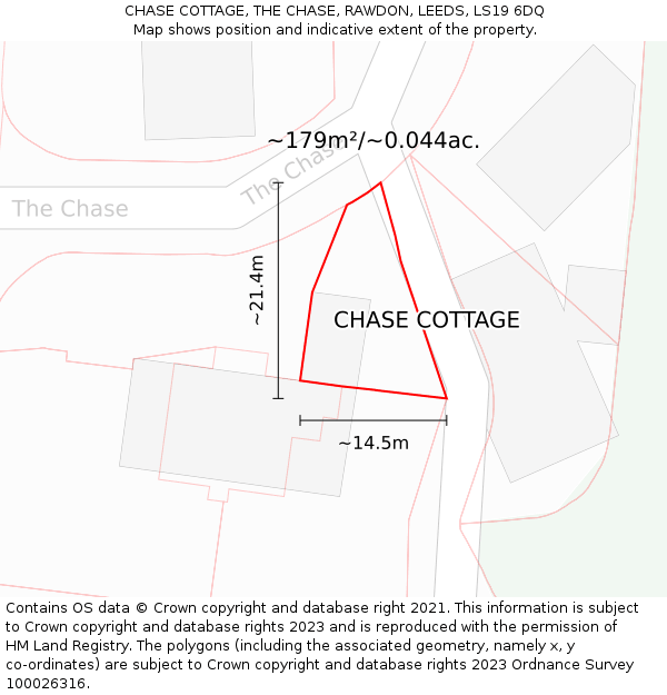 CHASE COTTAGE, THE CHASE, RAWDON, LEEDS, LS19 6DQ: Plot and title map