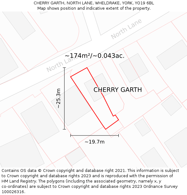 CHERRY GARTH, NORTH LANE, WHELDRAKE, YORK, YO19 6BL: Plot and title map