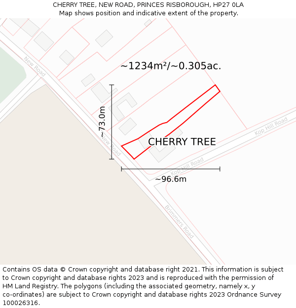 CHERRY TREE, NEW ROAD, PRINCES RISBOROUGH, HP27 0LA: Plot and title map