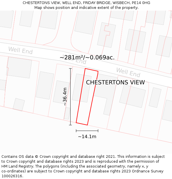 CHESTERTONS VIEW, WELL END, FRIDAY BRIDGE, WISBECH, PE14 0HG: Plot and title map