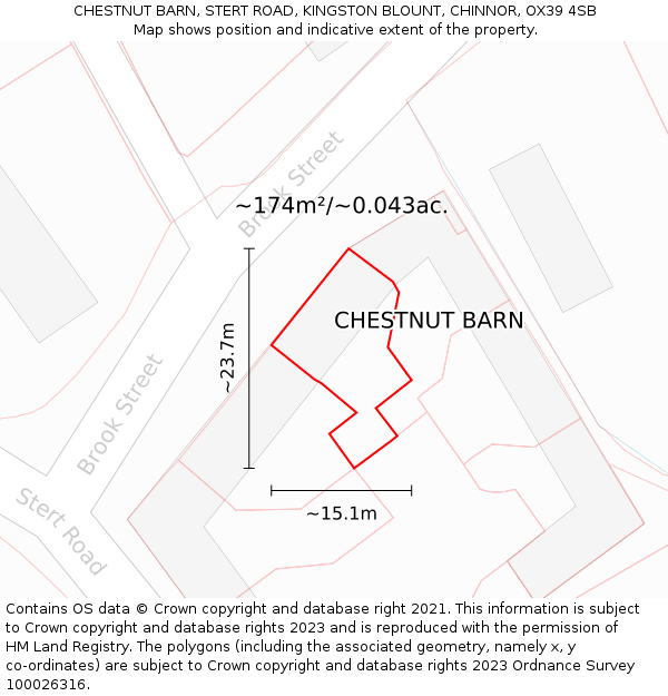 CHESTNUT BARN, STERT ROAD, KINGSTON BLOUNT, CHINNOR, OX39 4SB: Plot and title map