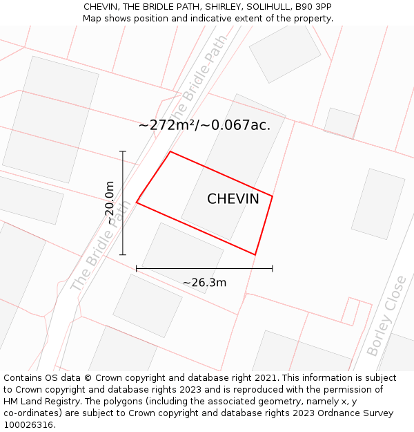 CHEVIN, THE BRIDLE PATH, SHIRLEY, SOLIHULL, B90 3PP: Plot and title map