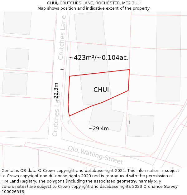 CHUI, CRUTCHES LANE, ROCHESTER, ME2 3UH: Plot and title map