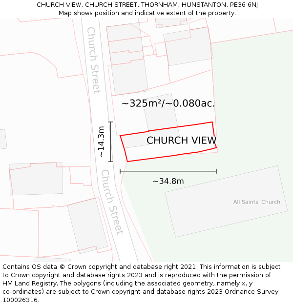 CHURCH VIEW, CHURCH STREET, THORNHAM, HUNSTANTON, PE36 6NJ: Plot and title map