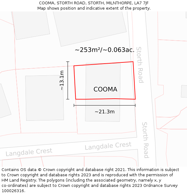 COOMA, STORTH ROAD, STORTH, MILNTHORPE, LA7 7JF: Plot and title map