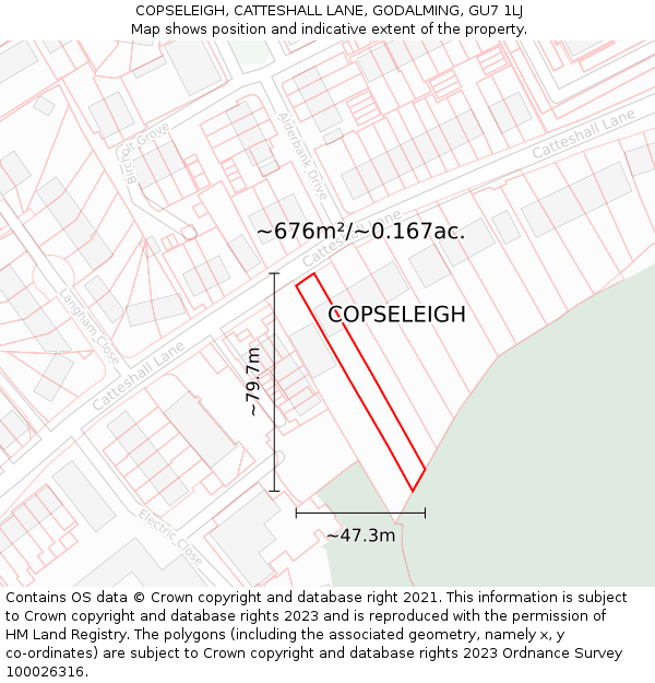 COPSELEIGH, CATTESHALL LANE, GODALMING, GU7 1LJ: Plot and title map