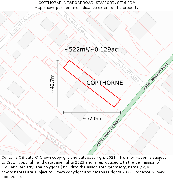 COPTHORNE, NEWPORT ROAD, STAFFORD, ST16 1DA: Plot and title map
