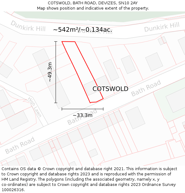 COTSWOLD, BATH ROAD, DEVIZES, SN10 2AY: Plot and title map
