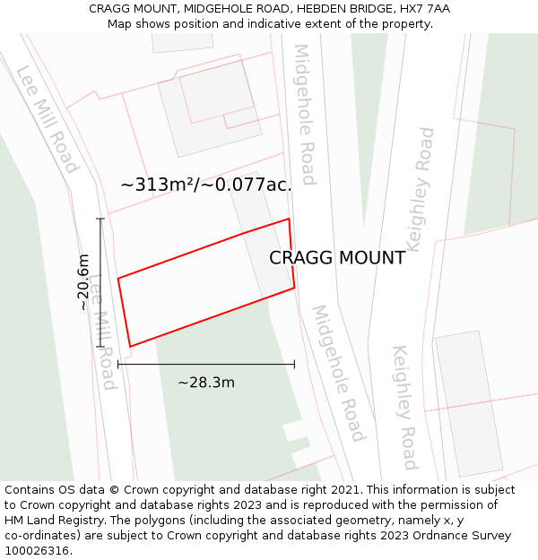 CRAGG MOUNT, MIDGEHOLE ROAD, HEBDEN BRIDGE, HX7 7AA: Plot and title map