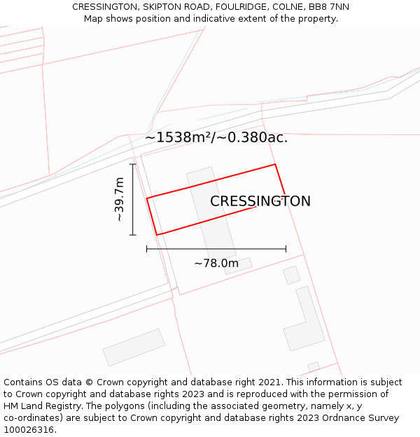CRESSINGTON, SKIPTON ROAD, FOULRIDGE, COLNE, BB8 7NN: Plot and title map