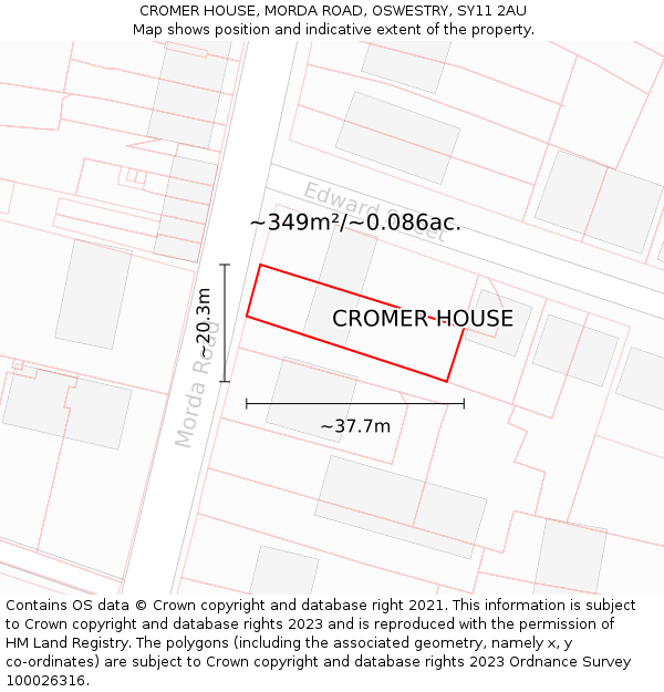 CROMER HOUSE, MORDA ROAD, OSWESTRY, SY11 2AU: Plot and title map