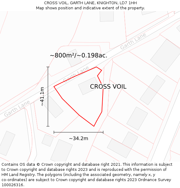 CROSS VOIL, GARTH LANE, KNIGHTON, LD7 1HH: Plot and title map