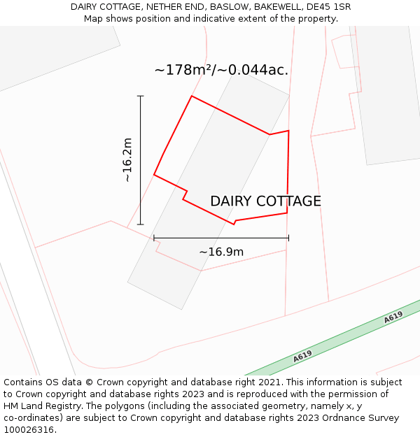 DAIRY COTTAGE, NETHER END, BASLOW, BAKEWELL, DE45 1SR: Plot and title map