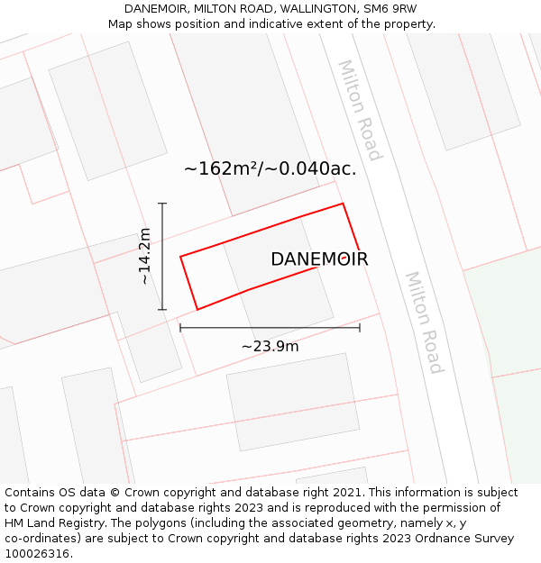 DANEMOIR, MILTON ROAD, WALLINGTON, SM6 9RW: Plot and title map