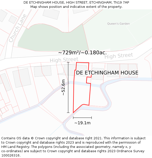 DE ETCHINGHAM HOUSE, HIGH STREET, ETCHINGHAM, TN19 7AP: Plot and title map