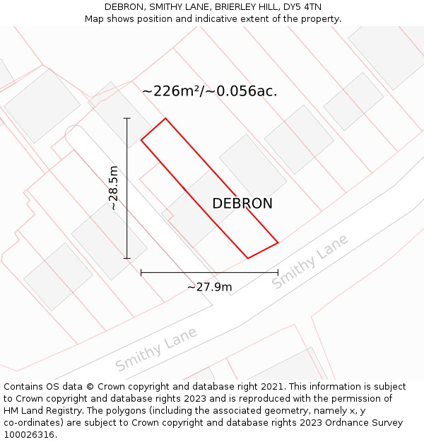 DEBRON, SMITHY LANE, BRIERLEY HILL, DY5 4TN: Plot and title map