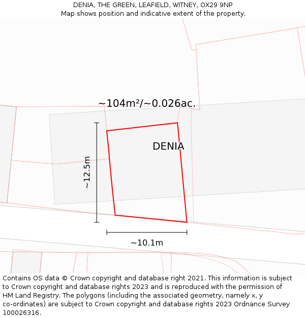 DENIA, THE GREEN, LEAFIELD, WITNEY, OX29 9NP: Plot and title map