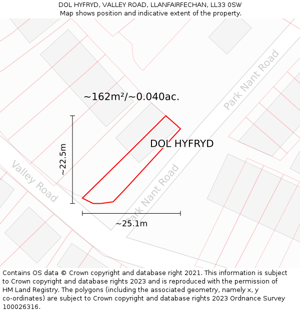 DOL HYFRYD, VALLEY ROAD, LLANFAIRFECHAN, LL33 0SW: Plot and title map