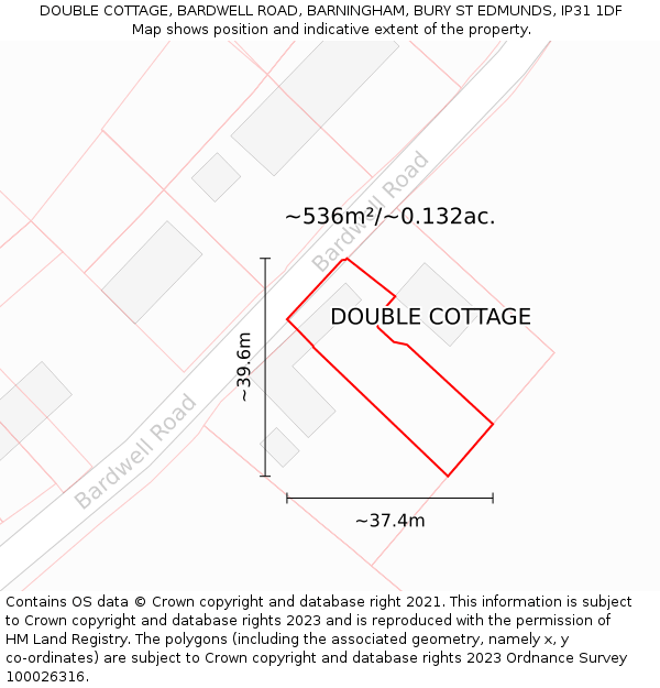 DOUBLE COTTAGE, BARDWELL ROAD, BARNINGHAM, BURY ST EDMUNDS, IP31 1DF: Plot and title map