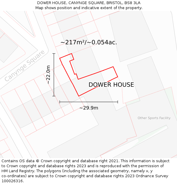 DOWER HOUSE, CANYNGE SQUARE, BRISTOL, BS8 3LA: Plot and title map