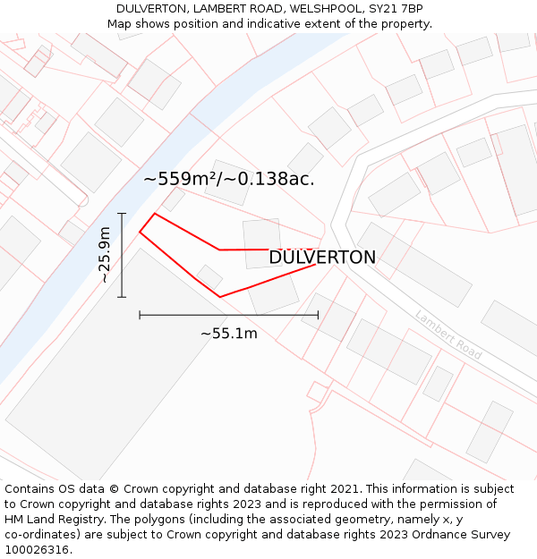 DULVERTON, LAMBERT ROAD, WELSHPOOL, SY21 7BP: Plot and title map