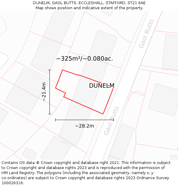 DUNELM, GAOL BUTTS, ECCLESHALL, STAFFORD, ST21 6AE: Plot and title map