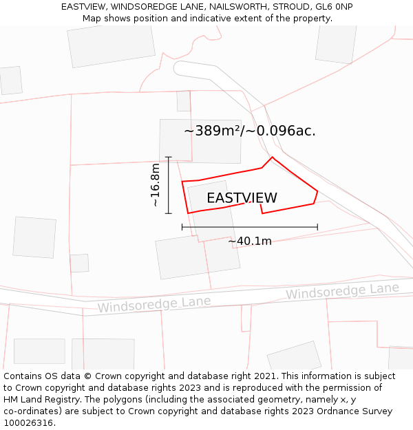 EASTVIEW, WINDSOREDGE LANE, NAILSWORTH, STROUD, GL6 0NP: Plot and title map