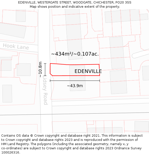 EDENVILLE, WESTERGATE STREET, WOODGATE, CHICHESTER, PO20 3SS: Plot and title map