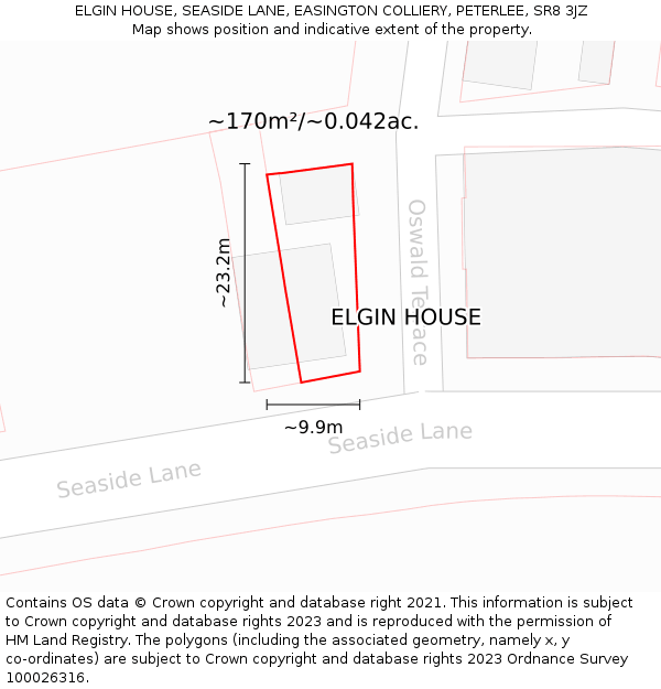 ELGIN HOUSE, SEASIDE LANE, EASINGTON COLLIERY, PETERLEE, SR8 3JZ: Plot and title map