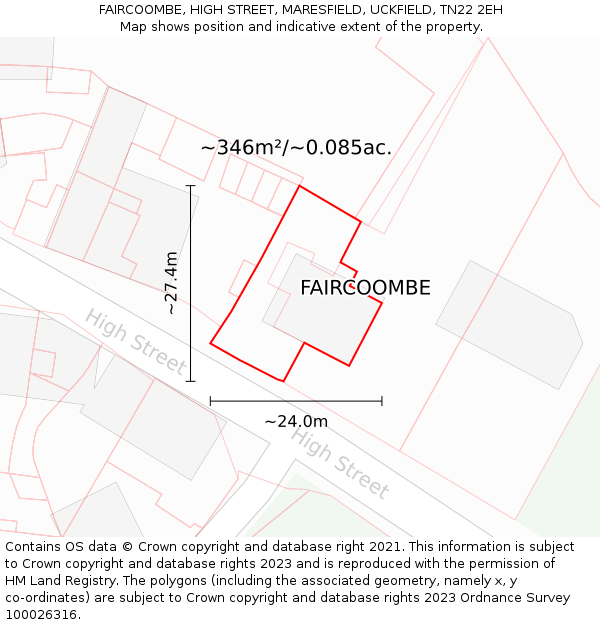 FAIRCOOMBE, HIGH STREET, MARESFIELD, UCKFIELD, TN22 2EH: Plot and title map