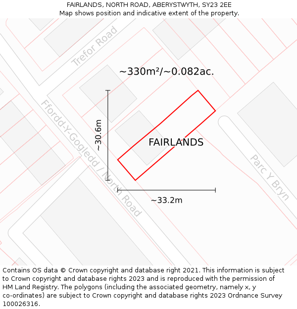 FAIRLANDS, NORTH ROAD, ABERYSTWYTH, SY23 2EE: Plot and title map