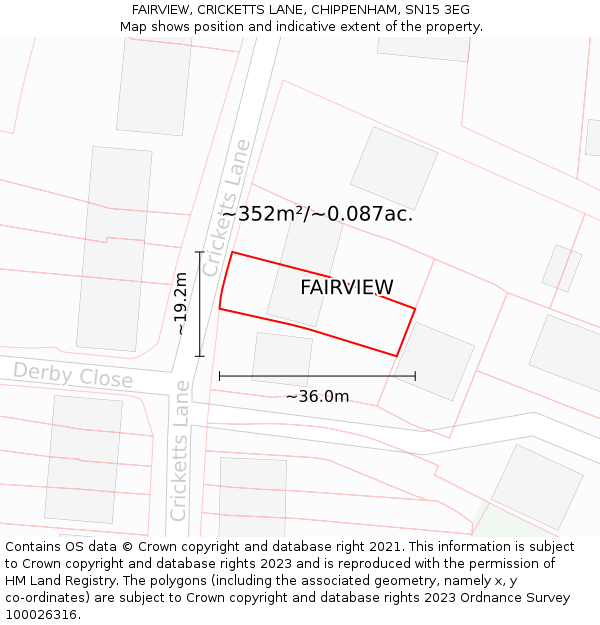 FAIRVIEW, CRICKETTS LANE, CHIPPENHAM, SN15 3EG: Plot and title map