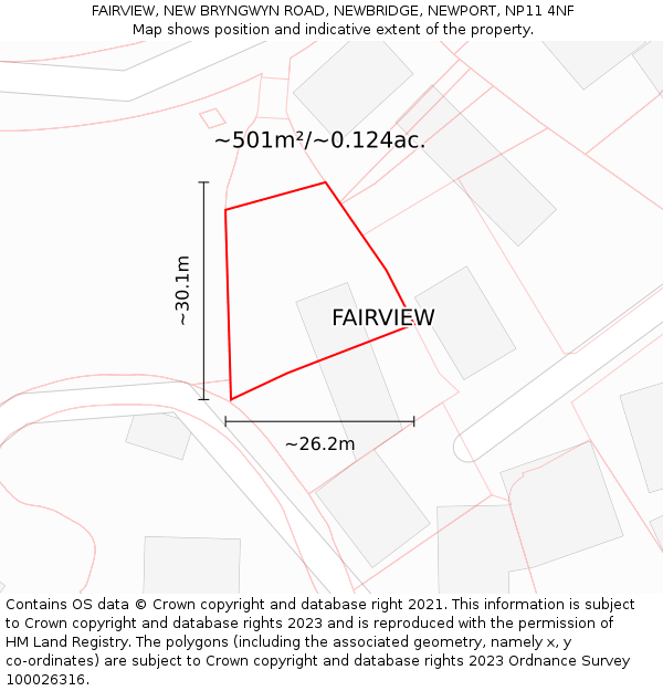 FAIRVIEW, NEW BRYNGWYN ROAD, NEWBRIDGE, NEWPORT, NP11 4NF: Plot and title map