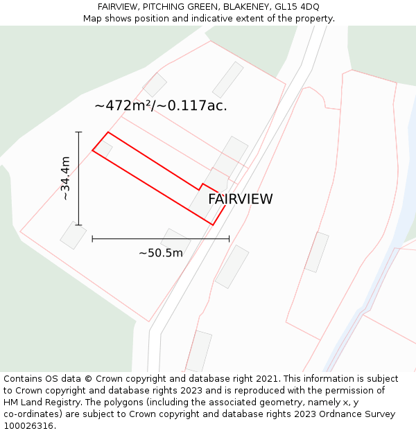 FAIRVIEW, PITCHING GREEN, BLAKENEY, GL15 4DQ: Plot and title map