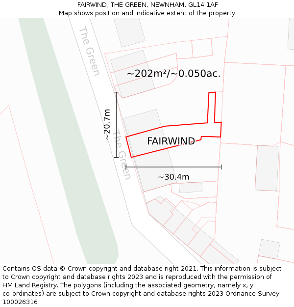 FAIRWIND, THE GREEN, NEWNHAM, GL14 1AF: Plot and title map