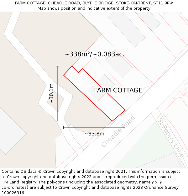 FARM COTTAGE, CHEADLE ROAD, BLYTHE BRIDGE, STOKE-ON-TRENT, ST11 9PW: Plot and title map