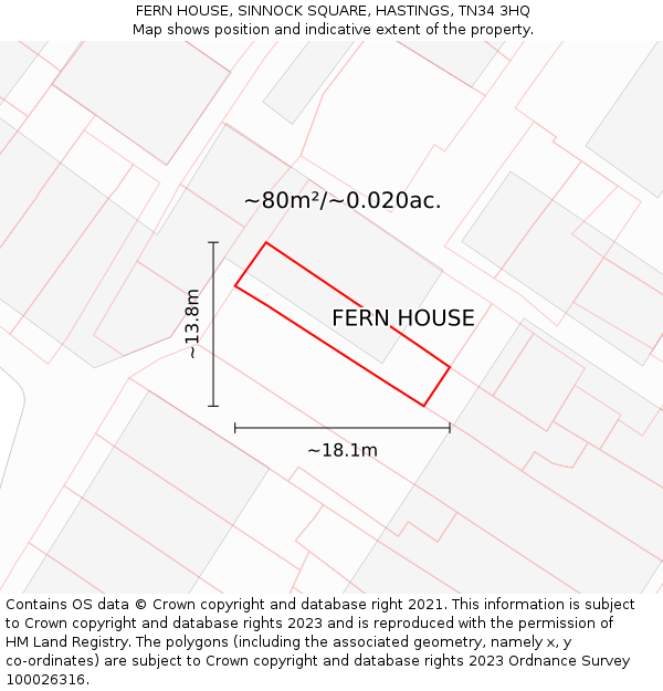 FERN HOUSE, SINNOCK SQUARE, HASTINGS, TN34 3HQ: Plot and title map