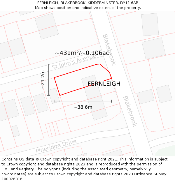 FERNLEIGH, BLAKEBROOK, KIDDERMINSTER, DY11 6AR: Plot and title map