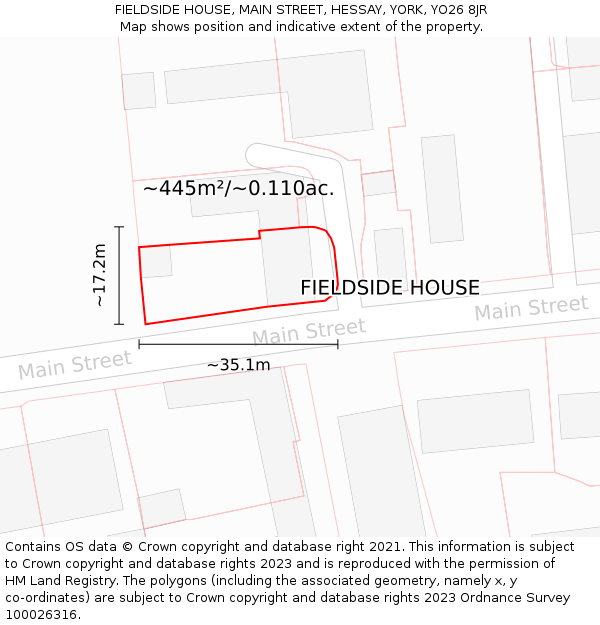 FIELDSIDE HOUSE, MAIN STREET, HESSAY, YORK, YO26 8JR: Plot and title map