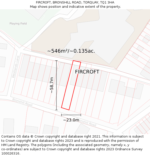 FIRCROFT, BRONSHILL ROAD, TORQUAY, TQ1 3HA: Plot and title map