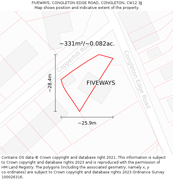 FIVEWAYS, CONGLETON EDGE ROAD, CONGLETON, CW12 3JJ: Plot and title map