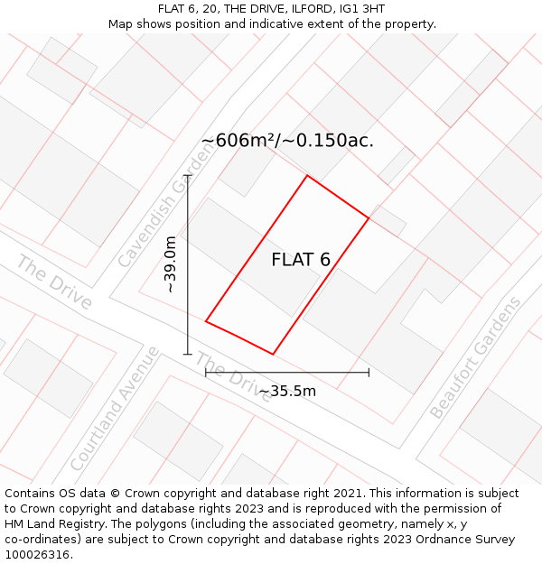 FLAT 6, 20, THE DRIVE, ILFORD, IG1 3HT: Plot and title map