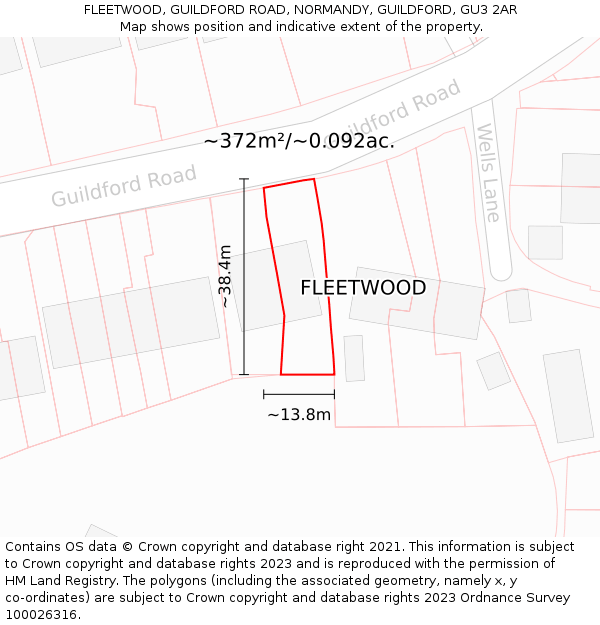 FLEETWOOD, GUILDFORD ROAD, NORMANDY, GUILDFORD, GU3 2AR: Plot and title map