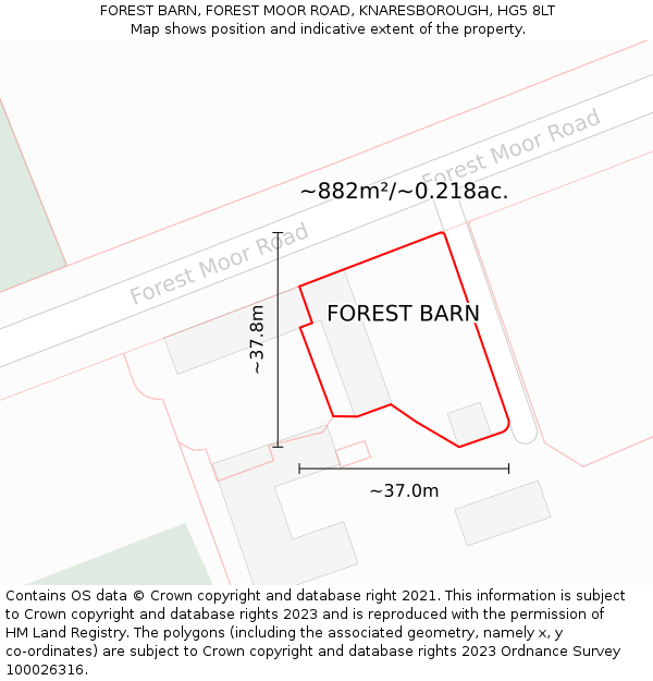 FOREST BARN, FOREST MOOR ROAD, KNARESBOROUGH, HG5 8LT: Plot and title map