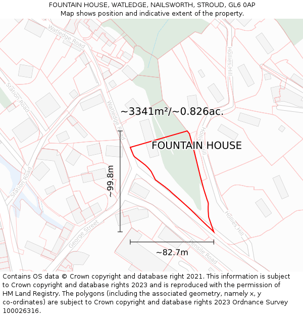 FOUNTAIN HOUSE, WATLEDGE, NAILSWORTH, STROUD, GL6 0AP: Plot and title map