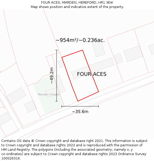 FOUR ACES, MARDEN, HEREFORD, HR1 3EW: Plot and title map